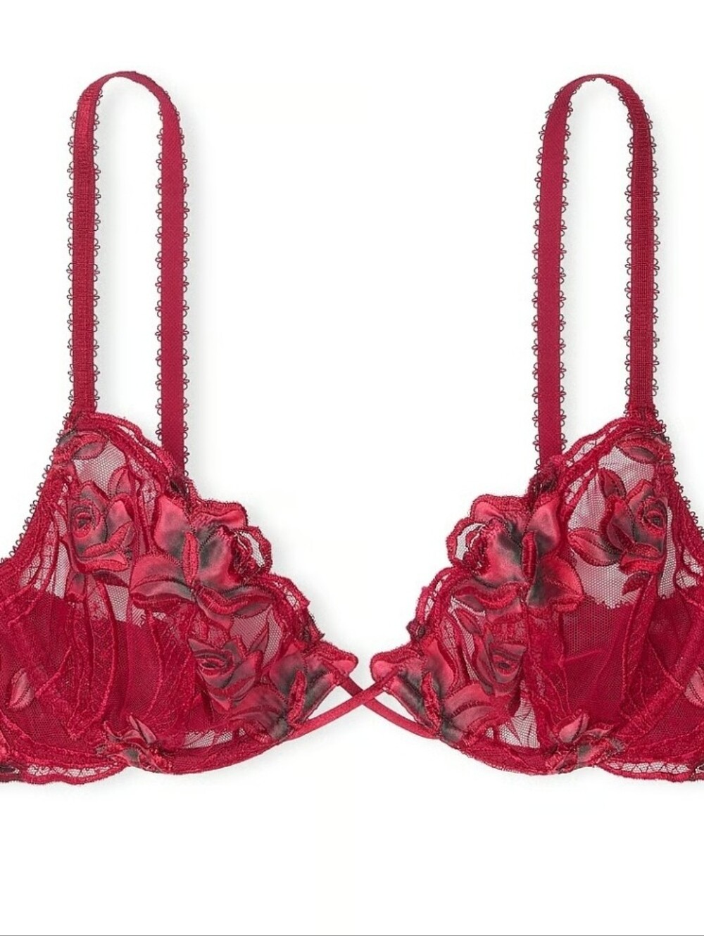 Victoria's Secret | Very Sexy Red Rose Unlined Low-Cut Demi Bra Size 32B